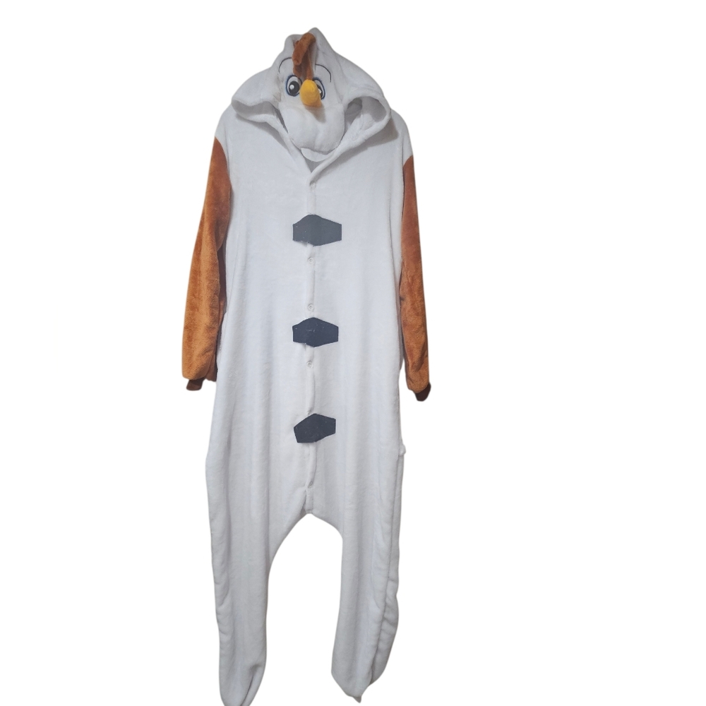 Olaf Frozen Adult Onesie Pajama Costume XL Plush Hooded Snowman